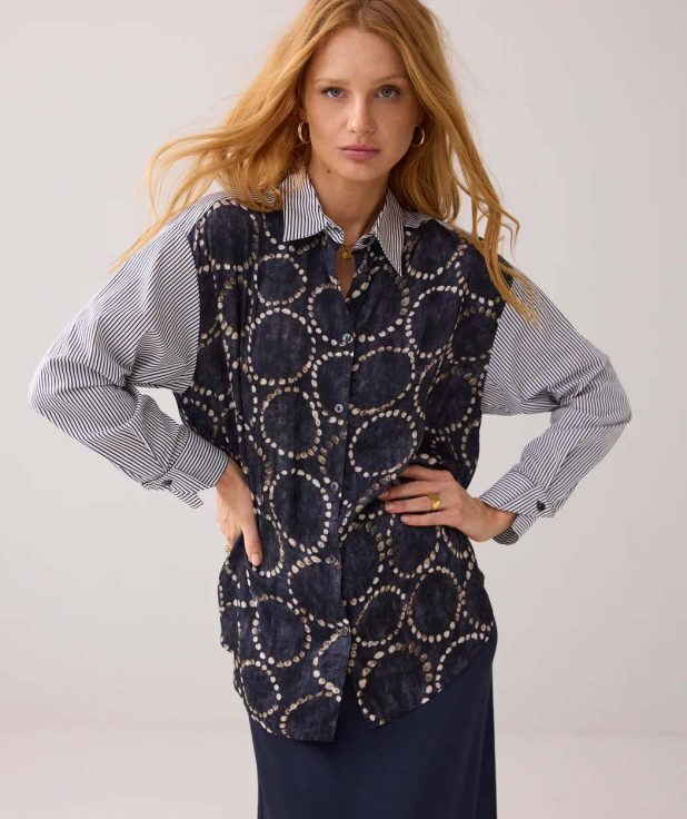 Blouse Print Blue Summum Striped