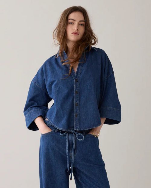 Blouse Denim Kimono Summum blauw