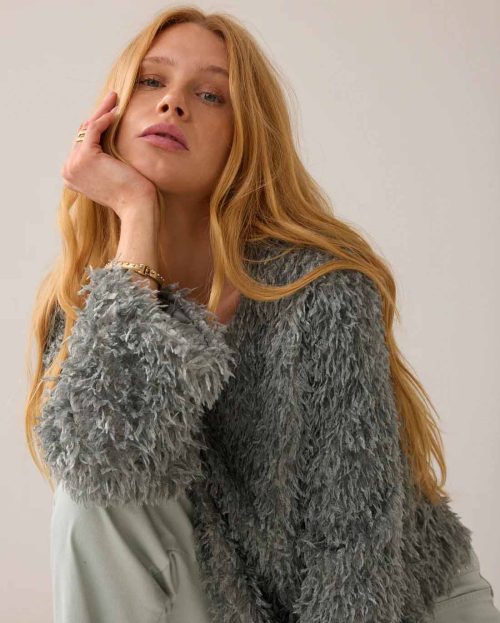 fluffy sweater top groen summum