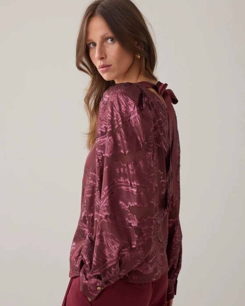 Blouse Shiny Jacquard Summum rood