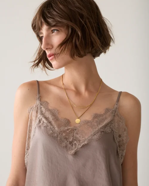 Top Satin Beige Summum kant