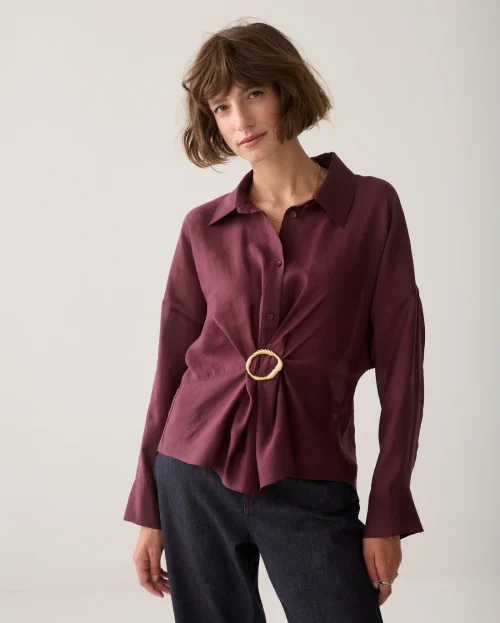 Blouse Broche Bordeaux Summum rood lyocell