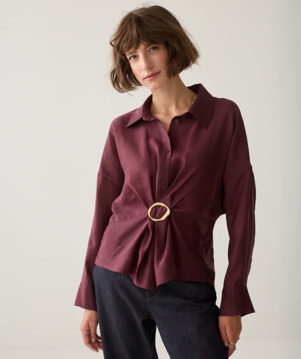 Blouse Broche Bordeaux Summum rood lyocell