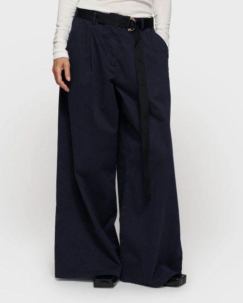 Pants Twill Dark Navy 10Days dark blue wide leg