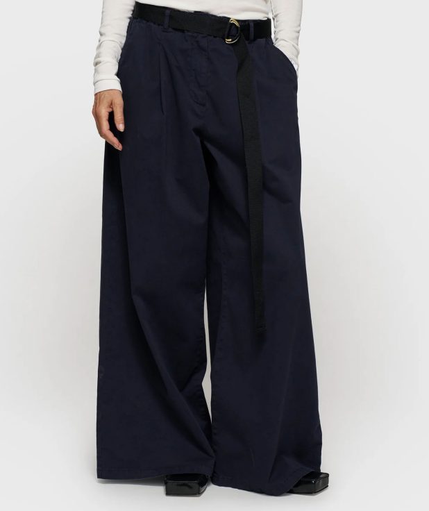 Broek Twill Dark Navy 10Days donkerblauw wide leg