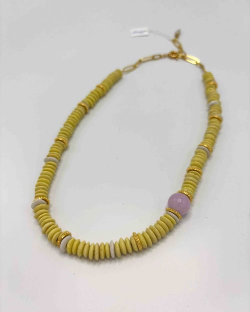 Ketting Gele Kralen Jazu Jewellery roze geel