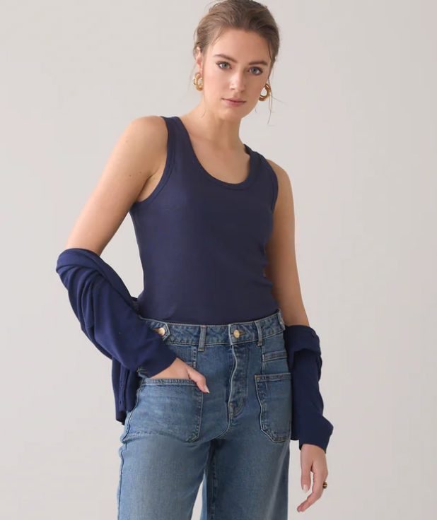 Top Rib Navy Summum donkerblauw tanktop