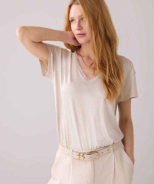 T-shirt Metallic Beige Summum pebble