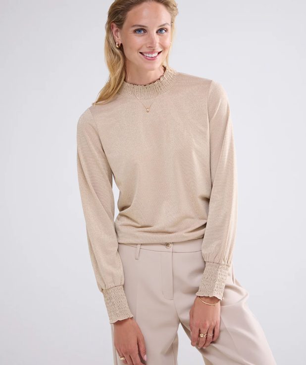 Top Smocked Dune Summum beige lurex