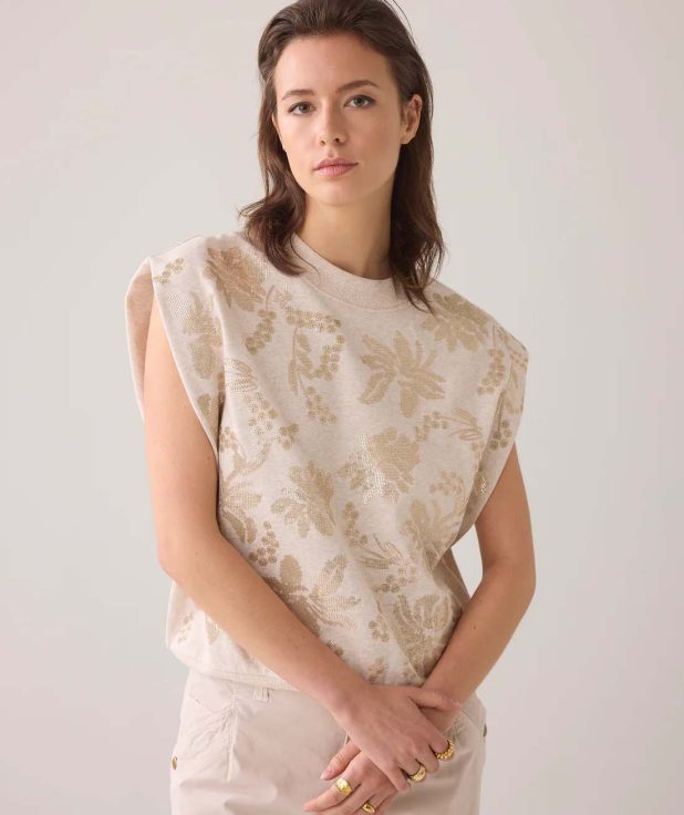 Sweatshirt Pailletten Beige Summum spencer