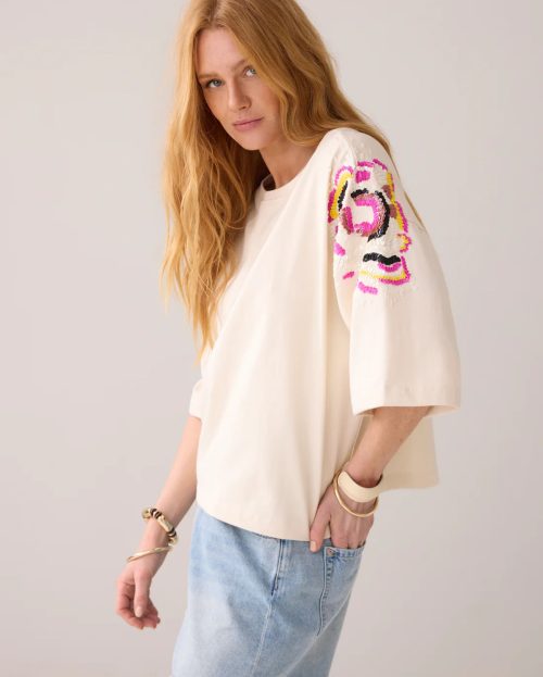 Sweatshirt Flower Ivory Summum ecru