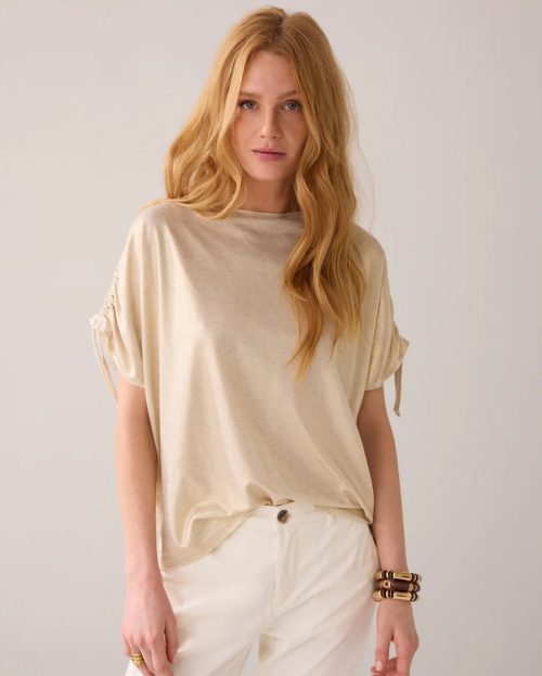 Top Coated Ivory Summum ecru metallic