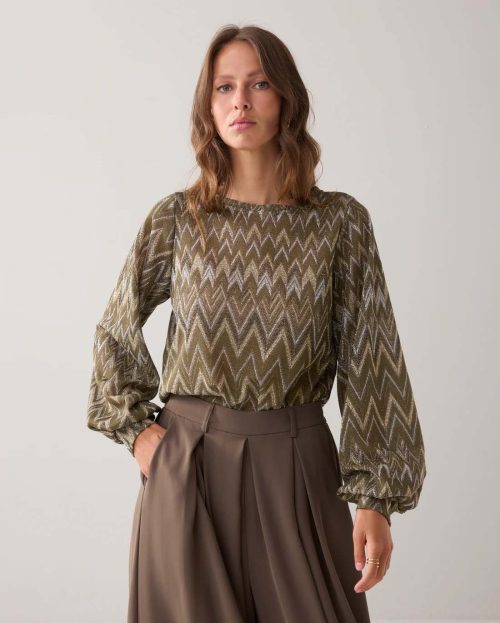 Shirt Zig Zag Lurex Green Summum dark camo