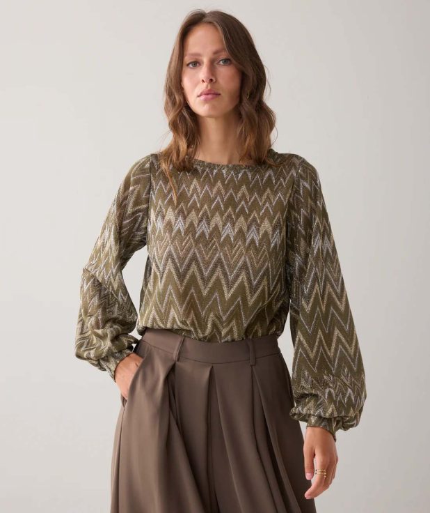 Shirt Zig Zag Lurex Green Summum dark camo