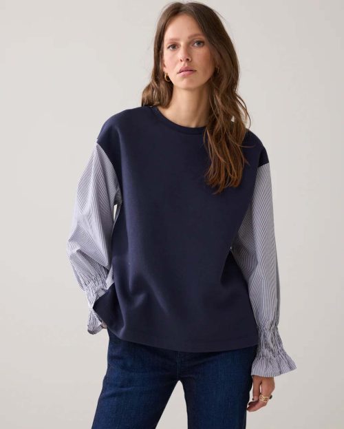 Sweatshirt Jersey Striped Summum Blue