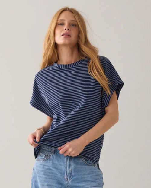 T-shirt Two Tone Lurex Summum blauw