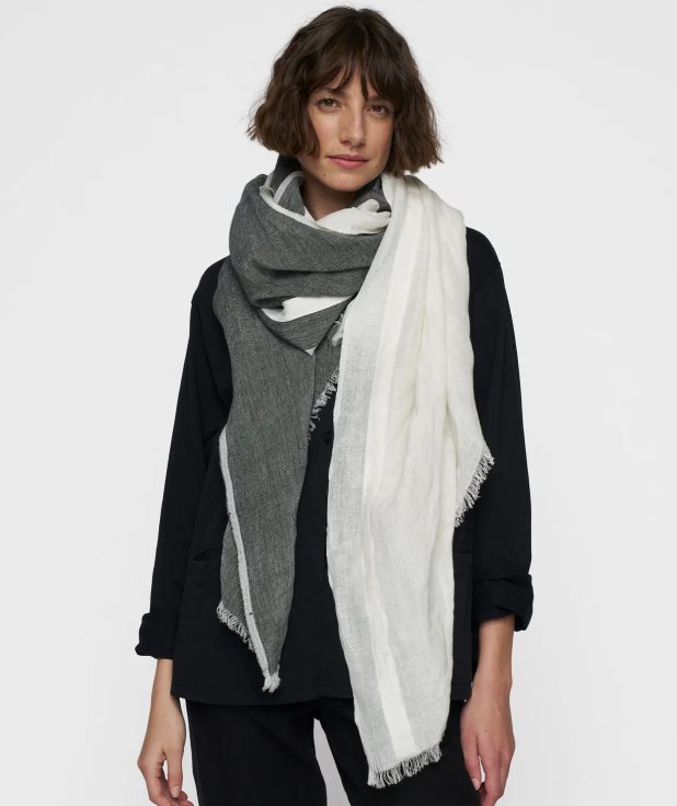 Scarf Color Black 10Days grijs ecru