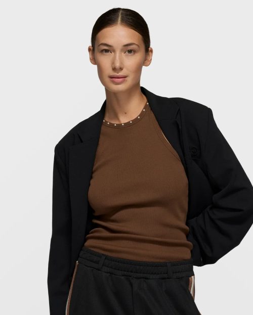 Tanktop Pearls Truffle 10Days bruin