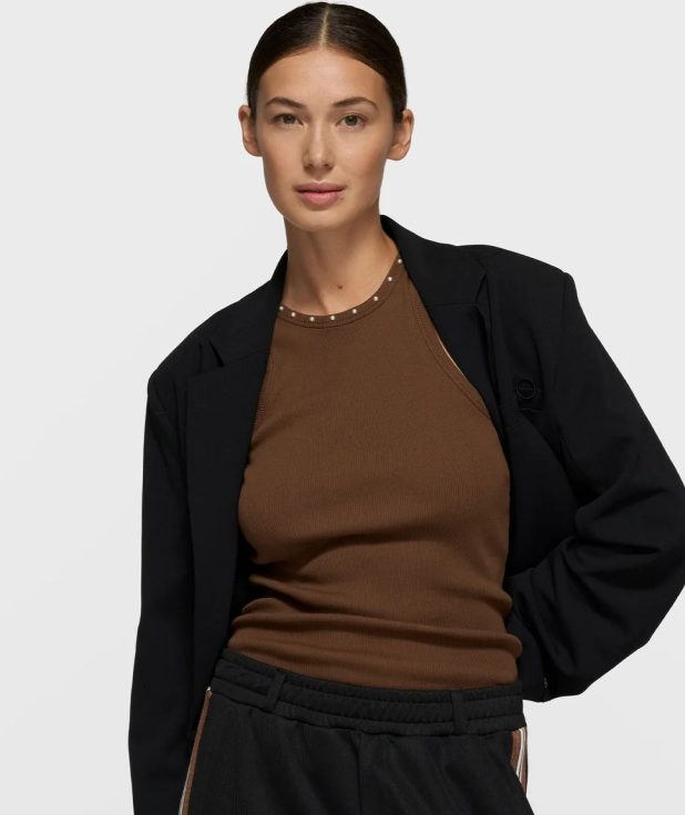 Tanktop Pearls Truffle 10Days bruin