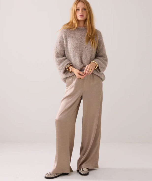 Broek Satin Funghi Summum beige