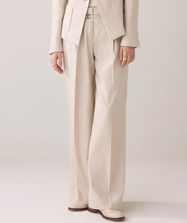 Broek Linnen Beige Summum pebble