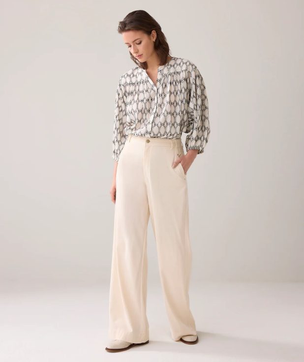 Broek Wide Leg Ivory Summum ecru