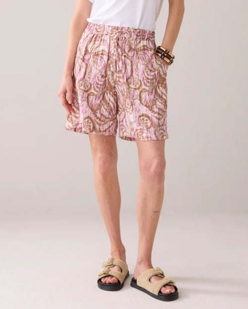 Short Botanic Print Summum roze bruin
