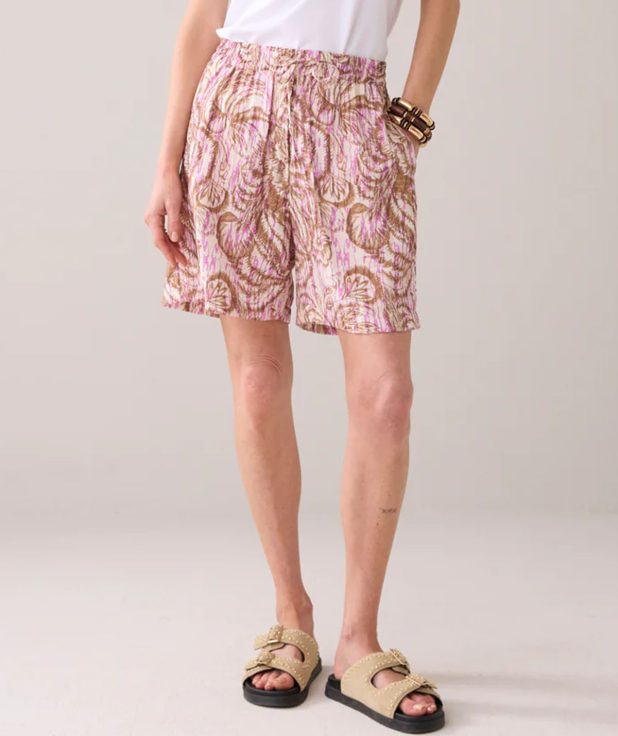 Short Botanic Print Summum roze bruin