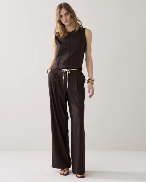 Trousers Linen blend Bruin Summum