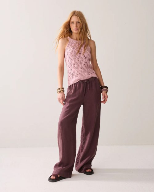 Wide pants linnen paars summum