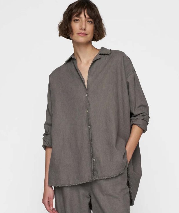 Blouse Linnen Oil 10Days grijs zwart