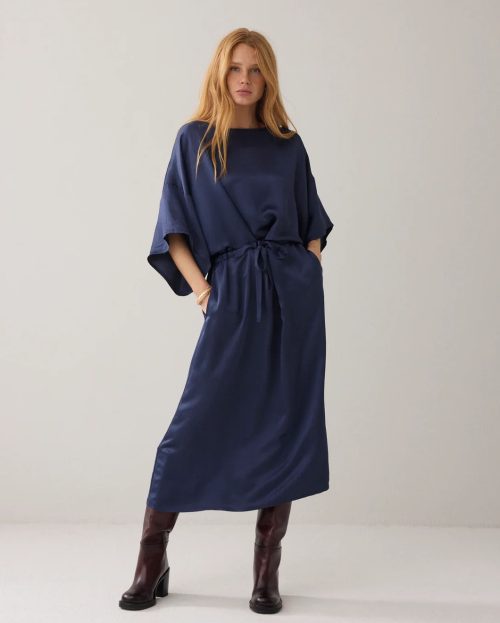 Jurk Heavy Silk Blue Summum blauw