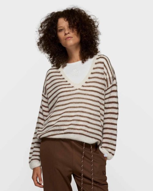 Sweater Stripe Brown 10Days ecru bruin