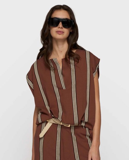 Top Balloon Stripe Brown 10Days bruin