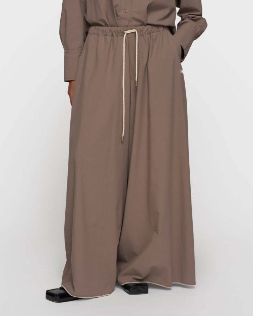 Broek Wide Poplin Moonrock 10Days taupe