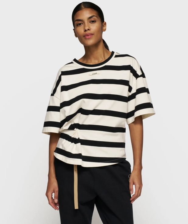 T-shirt Stripes 10Days ecru zwart