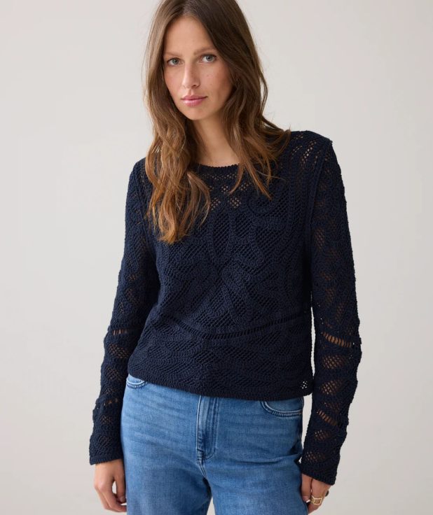 Trui macrame midnight blue summum blauw