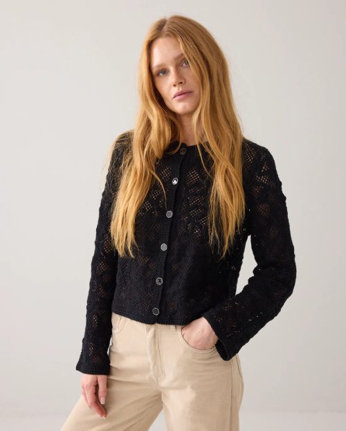 Vest Macrame Zwart Summum knit black