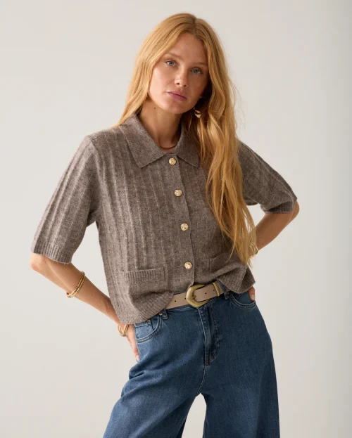 Vest Polo Brown Summum bruin rib