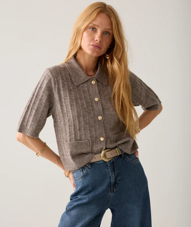 Vest Polo Brown Summum bruin rib