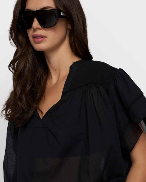Top Ruffle Black 10Days zwart