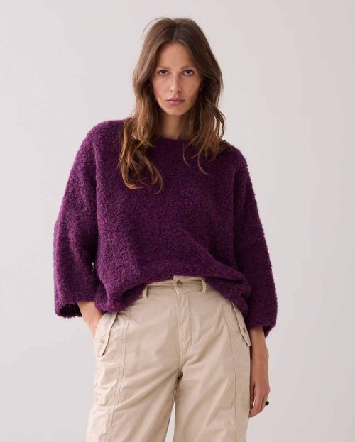 Summum Sweater Soft Boucle Knit 324 Wineberry