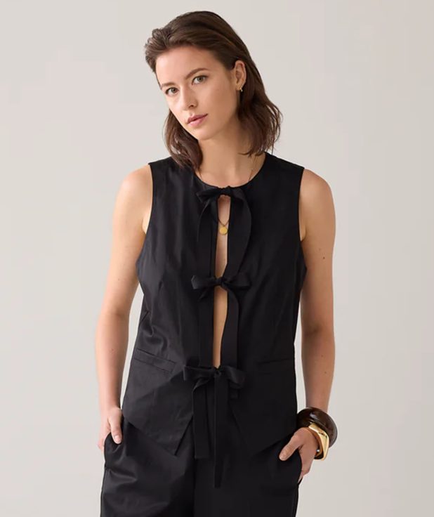 Gilet Bows Black Summum zwart stretch
