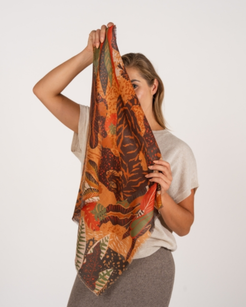 Sjaal groen bruin oranje Teatro