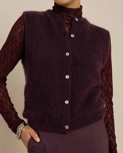 Bibi sls cardigan - aubergine