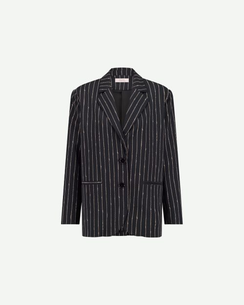 Blazer Camille pinstripe black latte Studio Anneloes