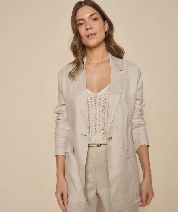 Blazer Selda Linnen Mos Mosh beige