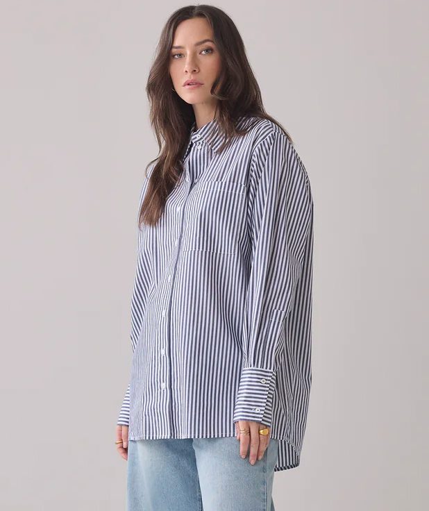 Blouse Amsterdam Stripe Summum blauw