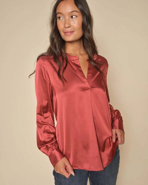 Blouse Enfa Satin Mos Mosh rood garnet