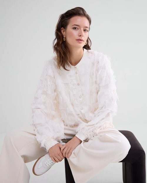 Blouse Fringe Fluffy Ivory Summum ecru